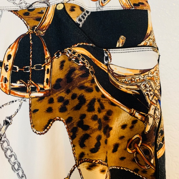 Luxe Slims Jegging XL 18-20 Collant Jean White Rope Chain Equestrian Print - Picture 4 of 14